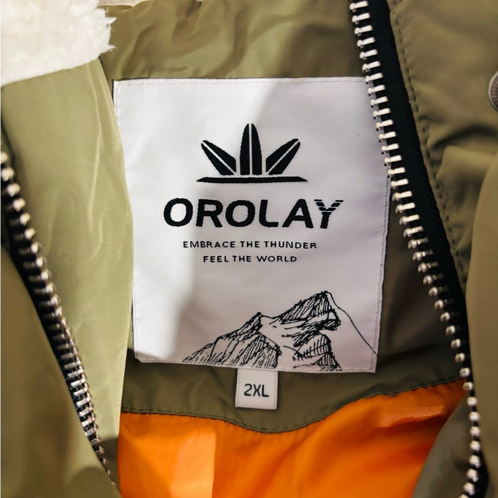 OROLAY Women’s Olive Puffer Jacket with Hood, Size 2XL - Picture 4 of 5